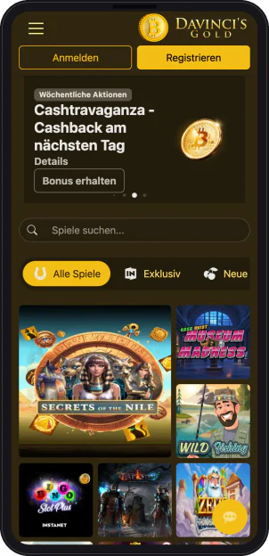 davincisgold.com in der mobilen Version